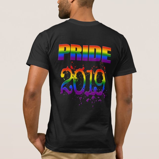 Färgfull regnbågstext LGBTQ Gay pride 2019 T Shirt (Baksida)