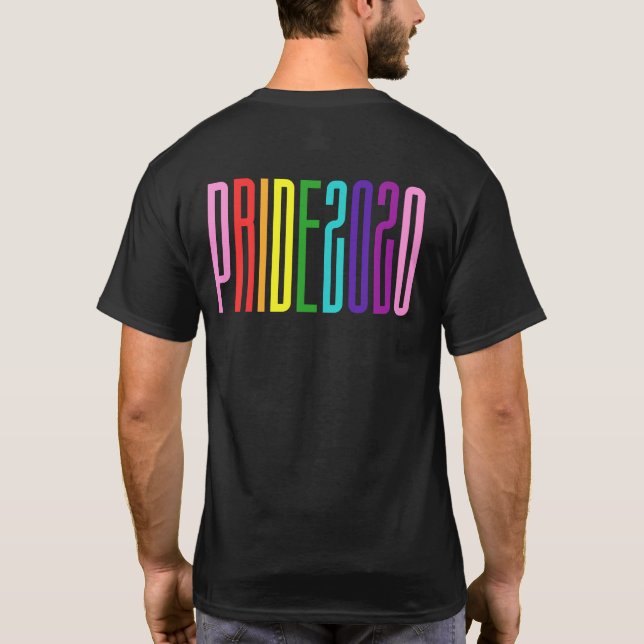 Färgfull regnbågstext LGBTQ Gay pride 2020 T Shirt (Baksida)