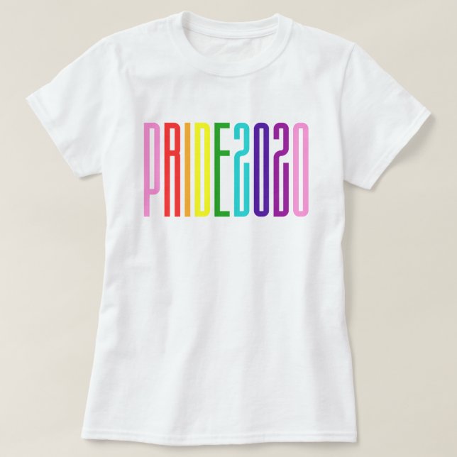 Färgfull regnbågstext LGBTQ Gay pride 2020 T Shirt (Design framsida)