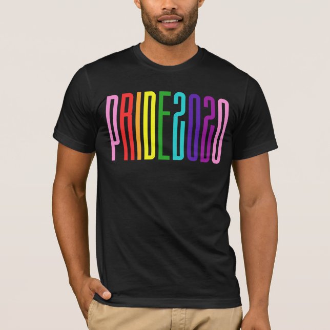 Färgfull regnbågstext LGBTQ Gay pride 2020 T Shirt (Framsida)