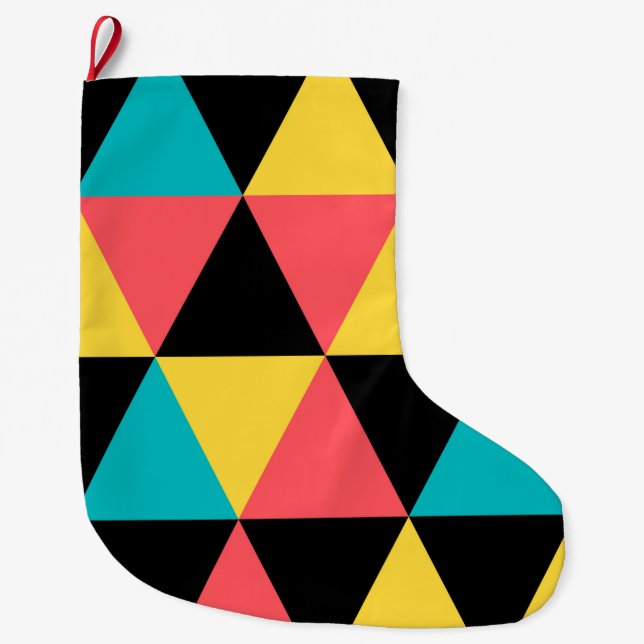 Färgfull, rekreativ geometrisk grafik mönster stor julstrumpa (Framsidan)