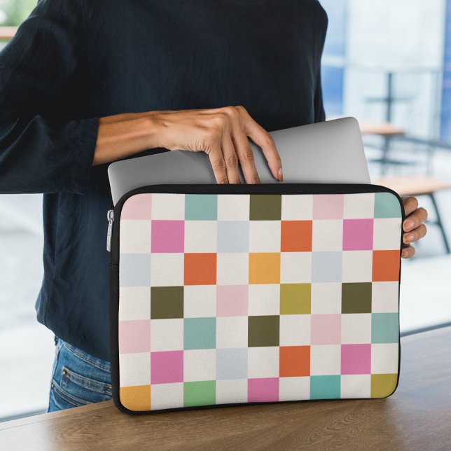 Färgfull rektangel med kvadratiska kontroller laptop fodral (Skapare uppladdad)