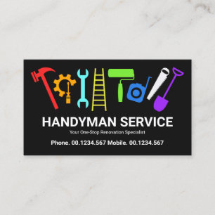 Färgfull renovering av Verktyg hemmet för Handyman Visitkort