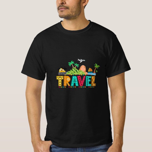 Färgfull RESA T-Shirt - Äventyr Awaits in ever (Framsida)