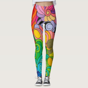 Färgfull retro 1960s - lägre effekt leggings