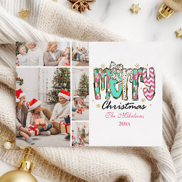 Färgfull Retro 5 Photo God jul Julkort