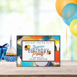 Färgfull Retro 70:s Abstrakt Surprise Birthday Inbjudningar