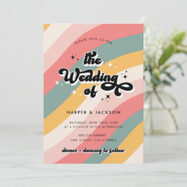 Färgfull Retro 70-tal Bröllop Inbjudningar