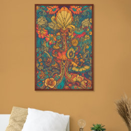 Färgfull Retro 70s Psychedelic AI Art Poster
