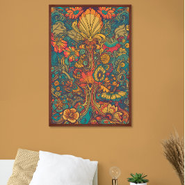 Färgfull Retro 70s Psychedelic AI Art Poster