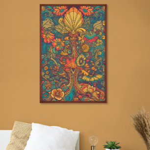 Färgfull Retro 70s Psychedelic AI Art Poster