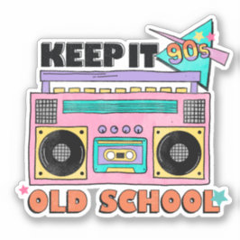 Färgfull Retro 90:s Neon Boombox Behålla Old schoo Klistermärken