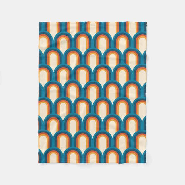 Färgfull retro Arch Rainbow Mönster Fleecefilt (Framsidan)