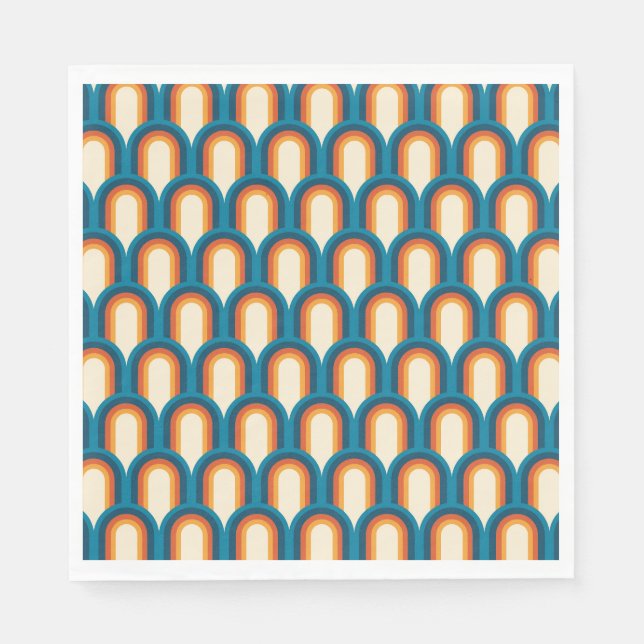 Färgfull retro Arch Rainbow Mönster Pappersservett (Framsidan)