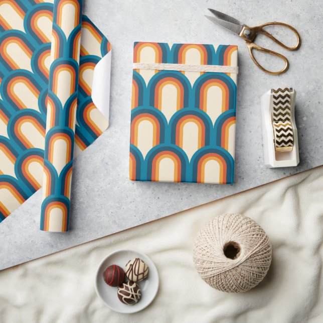 Färgfull retro Arch Rainbow Mönster Presentpapper (Hantverk)