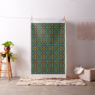 Färgfull Retro Blommigt Collage Geometric Mönster Tyg