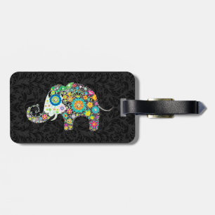Färgfull Retro-Blommigt, Elephant & Black Damasks  Bagagebricka