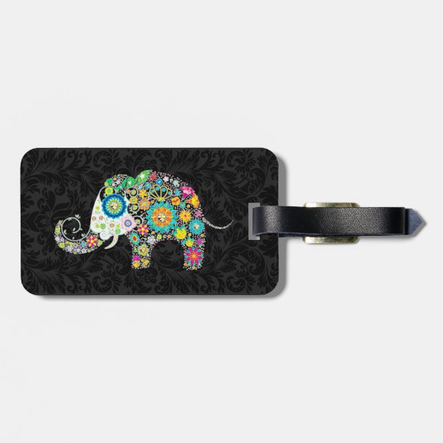 Färgfull Retro-Blommigt, Elephant & Black Damasks  Bagagebricka (Baksida Vågrät)