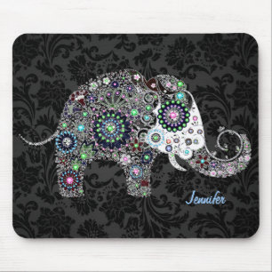 Färgfull Retro-Blommigt Elephant & Diamonds 2 Musmatta
