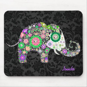 Färgfull Retro-Blommigt Elephant & Diamonds 3 Musmatta