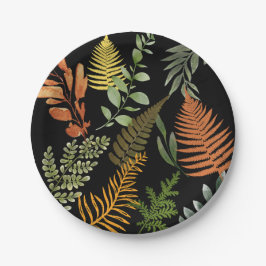 Färgfull Retro-Blommigt Fern Botaniskt blad