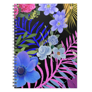 Färgfull Retro-Blommigt Fern Botaniskt blad Anteckningsbok