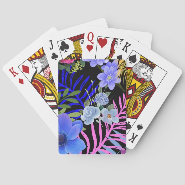 Färgfull Retro-Blommigt Fern Botaniskt blad Casinokort (Baksidan)