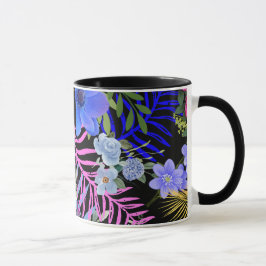 Färgfull Retro-Blommigt Fern Botaniskt blad Mugg