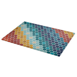 Färgfull Retro Blommigt Mosaic Hexagon Mönster