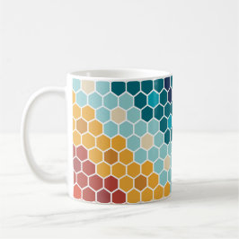 Färgfull Retro Blommigt Mosaic Hexagon Mönster Kaffemugg