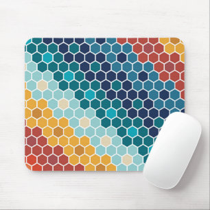 Färgfull Retro Blommigt Mosaic Hexagon Mönster Musmatta