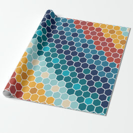 Färgfull Retro Blommigt Mosaic Hexagon Mönster Presentpapper