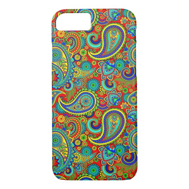 Färgfull Retro-Blommigt paisley Mönster Case-Mate iPhone Skal (Baksida)