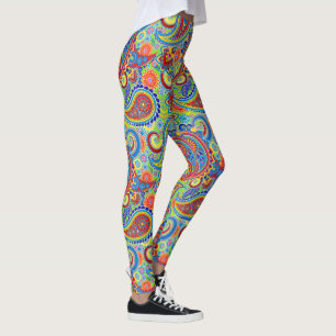 Färgfull Retro-Blommigt Paisley Mönster Leggings