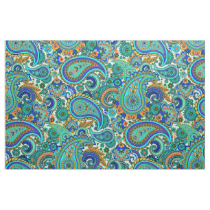 Färgfull Retro-Blommigt Paisley Mönster Tyg