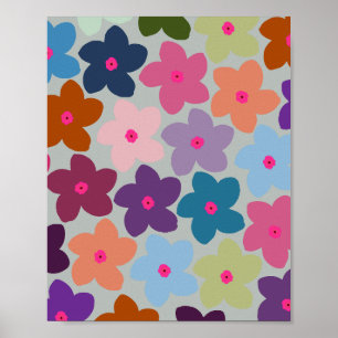 Färgfull Retro-Blommigt Poster