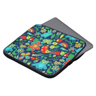 Färgfull Retro Blommigt Uggla Mönster Laptop Sleeve