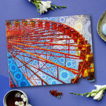 Färgfull Retro Carnival Ferris Wheel Pop Art