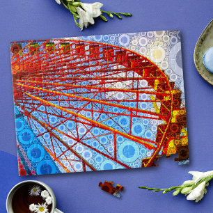 Färgfull Retro Carnival Ferris Wheel Pop Art Pussel