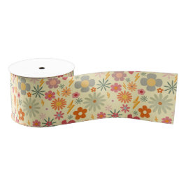 Färgfull Retro Daisy Blommor, mönster Ribbon