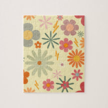 Färgfull Retro Daisy Blommor, pussel