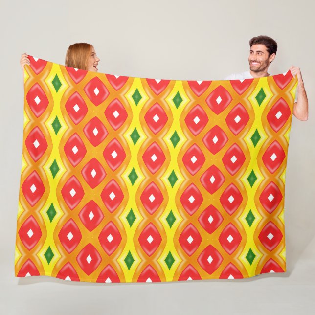 Färgfull retro diamant rand mönster fleecefilt (På plats)