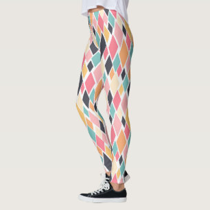 Färgfull Retro Diamond Mönster Leggings