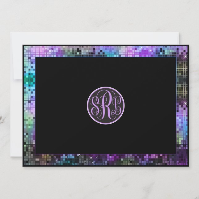 Färgfull Retro Disco Glitter Geometric Mönster Inbjudningar (Framsida)