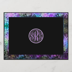 Färgfull Retro Disco Glitter Geometric Mönster Inbjudningar