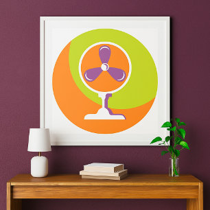 Färgfull Retro Electric Fläkt Sommarpart Poster