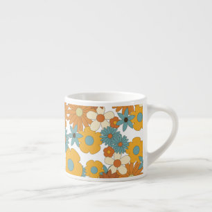 Färgfull retro Flower Mönster Espressomugg
