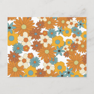 Färgfull retro Flower Mönster Helg Vykort