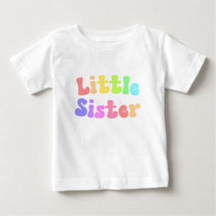 Färgfull Retro Font Little Sister T Shirt