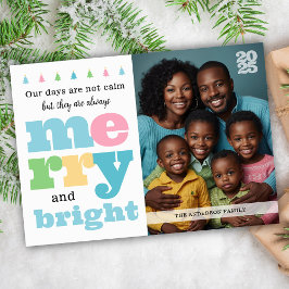 Färgfull Retro-funktion - merry och Bright Stor-fa Julkort